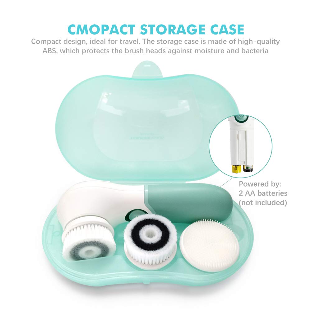 TOUCHBeauty Facial Cleansing Brush with Travel Case Deep Pore Spin Brushes for Oil/Sensitive/dry Skin, Waterproof Skin Cleansing Exfoliating Massaging Device Battery Powered TB-14838: Beauty