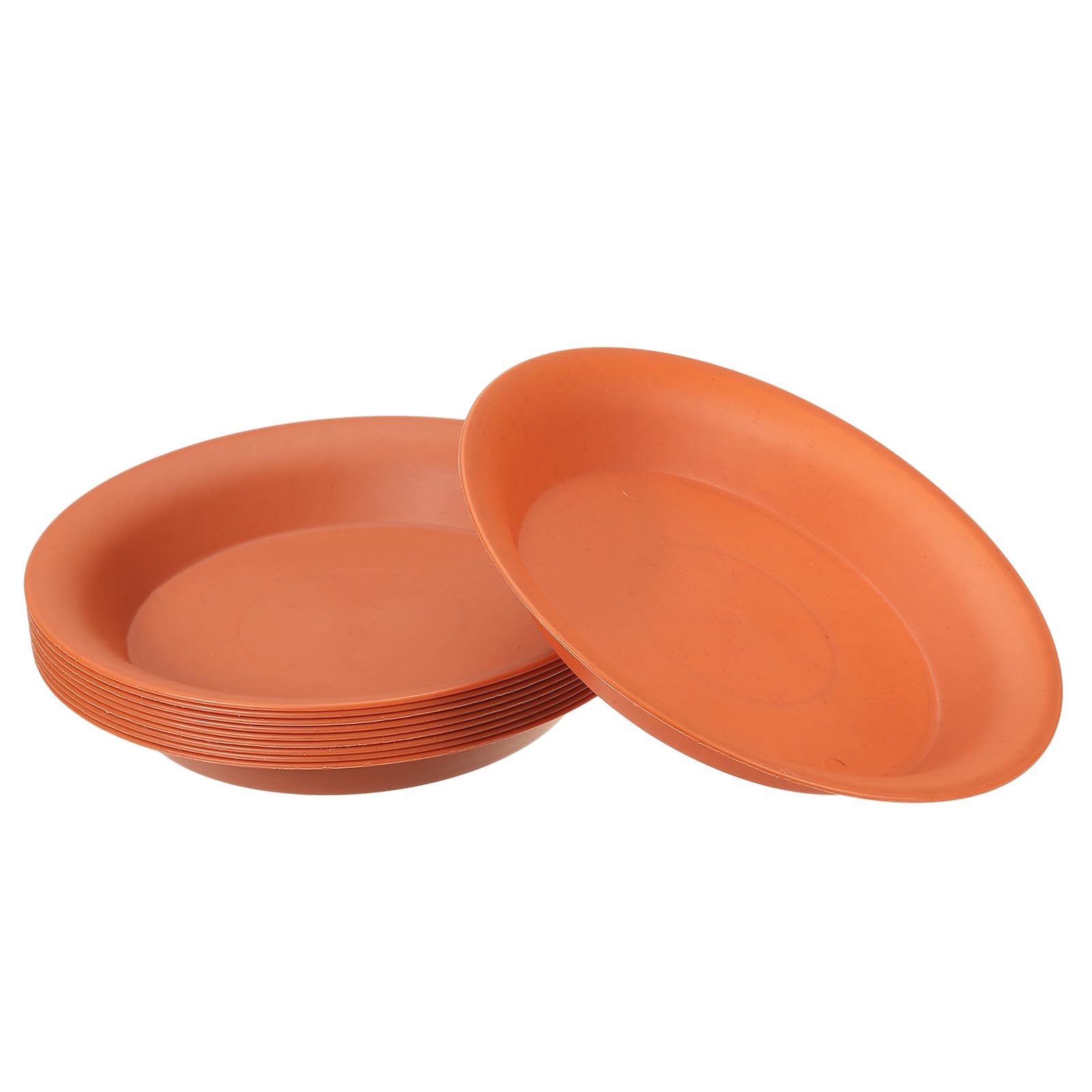 PATIKIL 7 Inch Plant Saucer Tray, 10 Pack Plastic Drip Tray Round Collects Excess Water Flower Pot Drainage Trays for Heavy Indoor Outdoor Pans, Terracotta