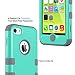 ULAK iPhone 5C Case, Shockproof Soft Silicone Rubber Hard Plastic Hybrid Heavy Duty Protection Kidproof High Impact Case Cover for Apple iPhone 5C-Glossy Mint/Grey