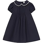 Mud Kingdom Girl Peter Pan Collar Dress Short Puff Sleeve School Uniform Summer Casual