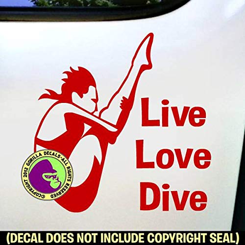LIVE LOVE DIVE Springboard Female Diver Diving Vinyl Decal Sticker A