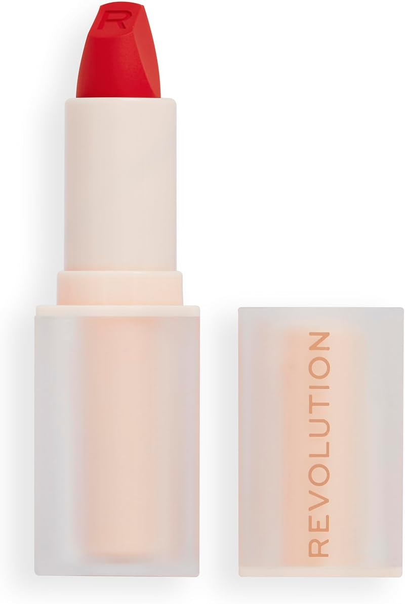 Makeup Revolution Lip Allure Soft Satin Lipstick Vibe Red 12hr Wear