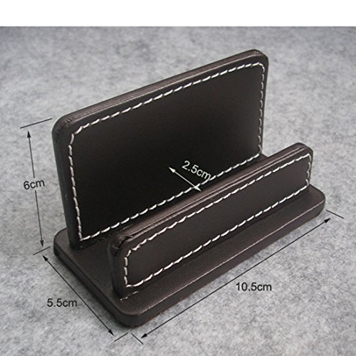 Zubita Name Cards Holder, Creative Design PU Leather Business Name Card Holder Stand Notes Container Desktop Organizer ( Black ) - Thumbnail 3