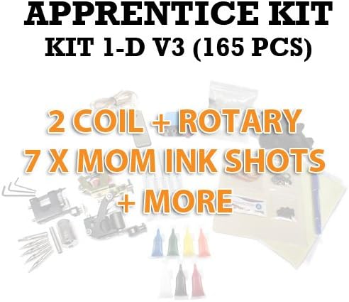165 Piece 2-Coils+Rotary Tattoo Stainless Apprentice Kit 1-D v3