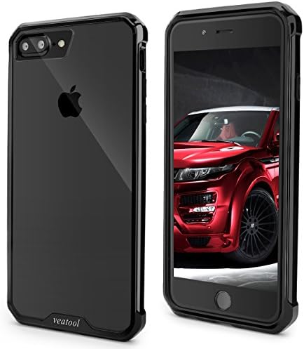 iPhone 7 Plus Case,Veatool [Transparent Series] Crystal with PC Back and TPU Bumper Cushion for iPhone 7 Plus(2017) (Black)
