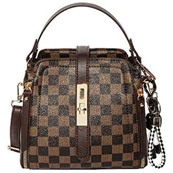 Crossbody Bags For Women Checkered Handbags Tote Pu Vegan Leather Shoulder Bag Bucket Bag Satchel With Adjustable Strap