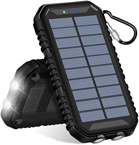 Hiluckey Solar Charger 15000mAh Waterproof Power Bank with Dual USB 2.4A Output Portable Battery Pack Phone Chargers for iPhone, Samsung, ipad and Smartphone Outdoor Camping Hiking