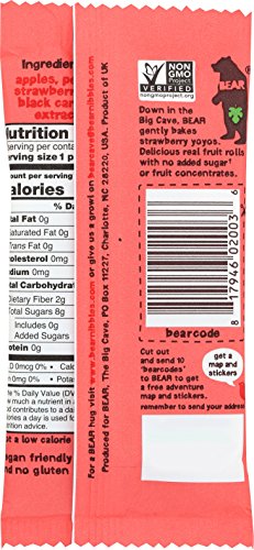 BEAR APPLE-PEAR STRAWBERRY FRUIT ROLLS, 0.7 OZ