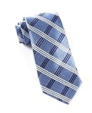 100% Silk Woven Blue Houndstooth Plaid Tie