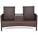 Tangkula Outdoor Furniture Set Paito Conversation Set with Remoable Cushions & Table Wicker Modern Sofas for Garden Lawn Backyard Outdoor Chat Set (loveseat)