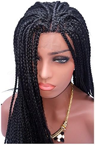 HonorHair Natural Heat Resistant Fiber Braided Synthetic Lace Front Wigs Hand-made Braids Hair wig for Women (22")