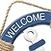 Wooden Nautical Life Ring Wall and Door Hanging Ornament Plaque,Welcome On Board,11.6