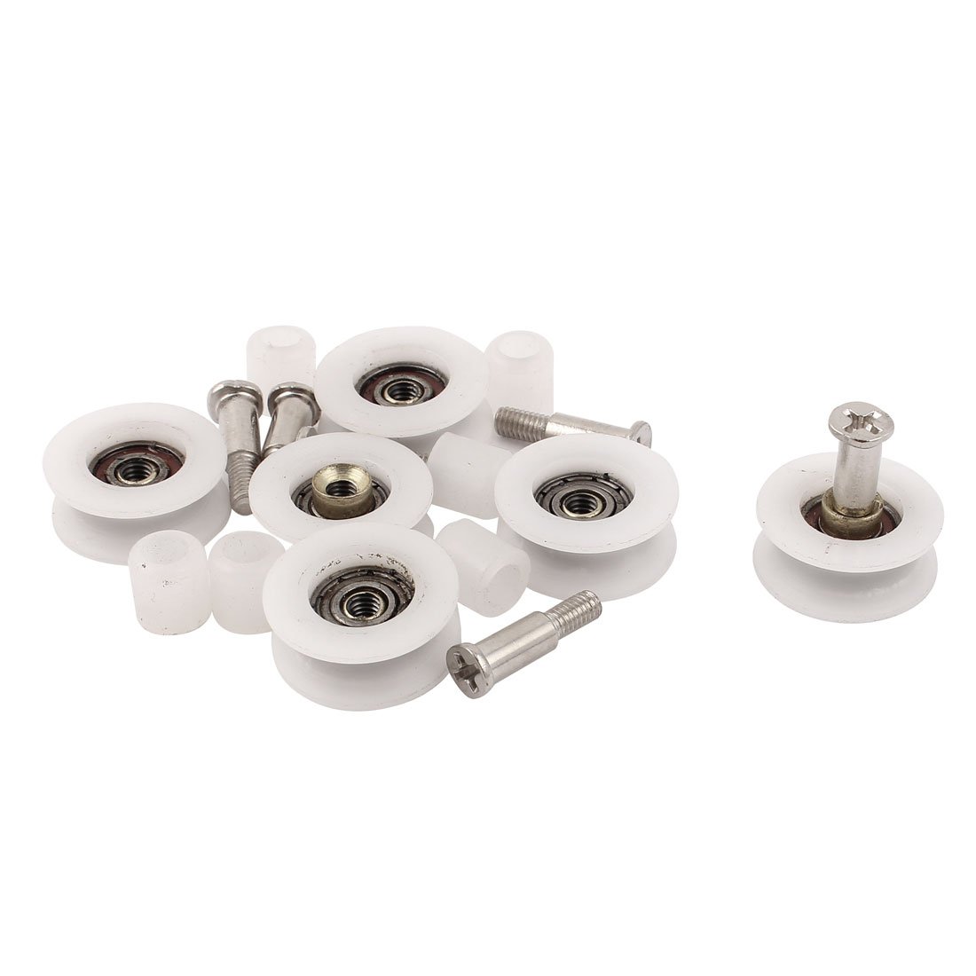 sourcing map V Groove Roller Sliding Window Gate Pulley Wheel 22mm Dia 6Pcs