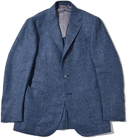 スティレラティーノ 春夏 ジャケット 3ボタン ウールシルクリネン グレンチェック ブルー