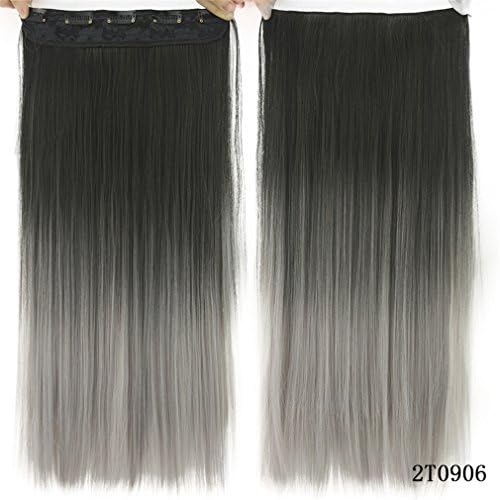 Long Straight Brown To Blonde Natural Color Women Ombre Hair High Tempreture Synthetic Hairpiece Clip In Hair Extensions T1B/4/27 24inches