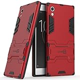 Xperia XA1 Case, CoverON Shadow Armor Series Modern Style Slim Hard Hybrid Phone Cover with Kickstand Case for Sony Xperia XA1 - Red