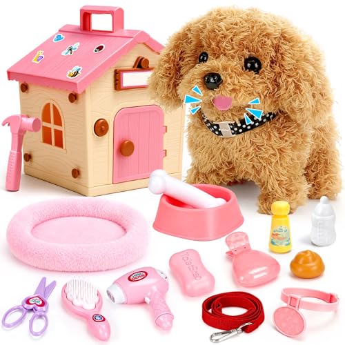 Dreamon Dog Barking and Walking Dog Toy Walking and Barking with Kennel Pet Care Accessories Gift Girl 3 4 5 Years Old