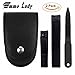 Nail Clippers Set 2PCs Fingernail and Toenail Clippers, Stainless Steel Nail Cutter with Nail Clipper File & Pouch by Emmo Lady (Black)