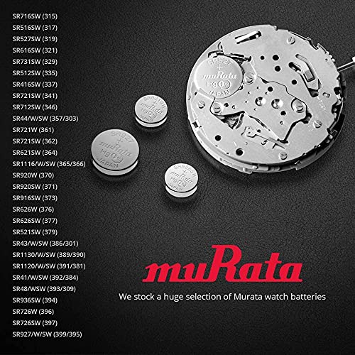 Murata 371 SR920SW Battery 1.55V Silver Oxide Watch Button Cell - Replaces Sony 371 (2 Batteries)