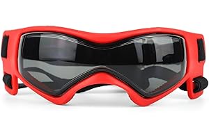 Dog Goggles Small or Medium Dog Sunglasses Anti-UV Waterproof Windproof Glasses Dog Eyewear for Small Medium Breed (Red)