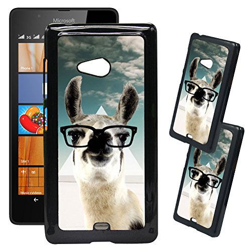 [TeleSkins] - Microsoft Lumia 540 Designer Plastic Case - Hipster Llama Geek Glass - Ultra Durable HARD PLASTIC Protective Snap On Back Case / Cover for Microsoft Lumia 540.