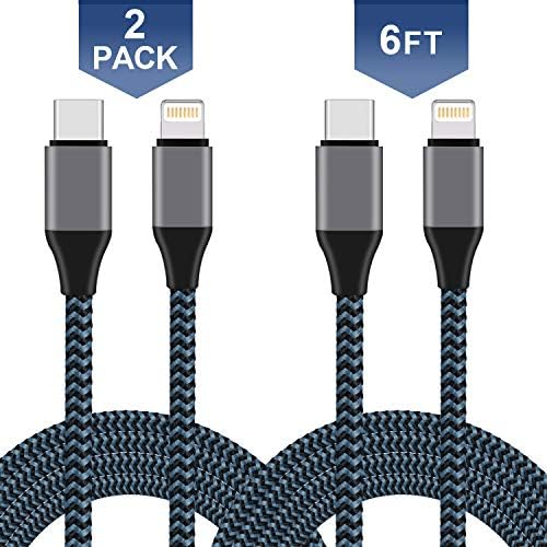 Cabplus USB C to Lightning Cable, 6FT Nylon Braided, USB-C to Lightning Charging Cord Sync & Charge for iPhone iPad Connect to Macbook and other Type-C Devices