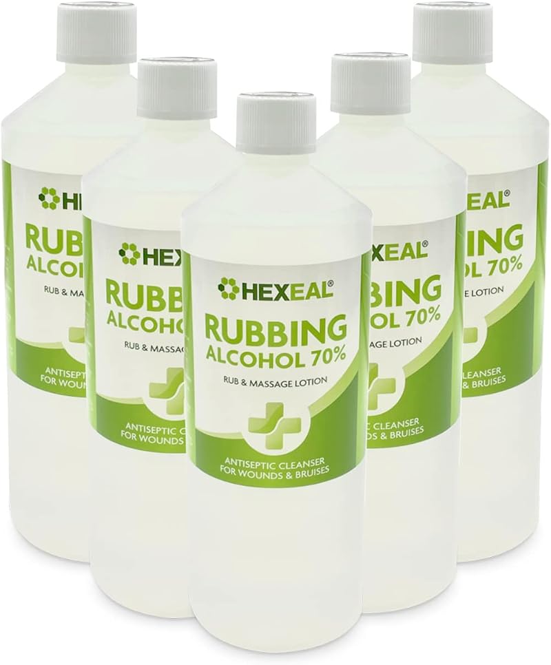 Hexeal 70% Rubbing Alcohol 5L 5 x 1L Lab Grade Isopropyl Alcohol