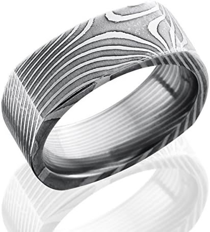 Square Damascus Steel Ring - Flat Twist - by Lashbrook - 12.5