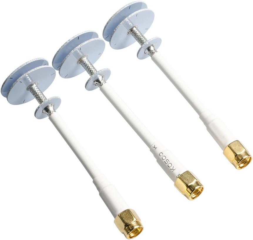 GOQOTOMO BP-0 3pcs 5.8GHz 5dBi FPV Flat Panel RHCP Omnidirectional Pagoda Antenna Set for Transmitter and Receiver- RP SMA Male (White)