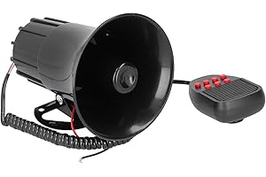 115db Car Horn with PA Mic, 7 Distinctive Sounds Car Siren Air Horn Megaphone Universal Car Warning Alarm Horn for Car Truck 