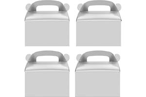 Oletx 30-Pack Silver Party Favor Treat Boxes, Goodie Boxes, Gable Paper Gift Boxes with Handles. Perfect for Wedding, Birthday, Graduation, Babyshower.