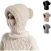 3 in 1 Beanie Hat for Women, Upgrade 3 in 1 Beanie Hat, Fall Winter Warm and Windproof Knitted Ski Scarf and Mask Set