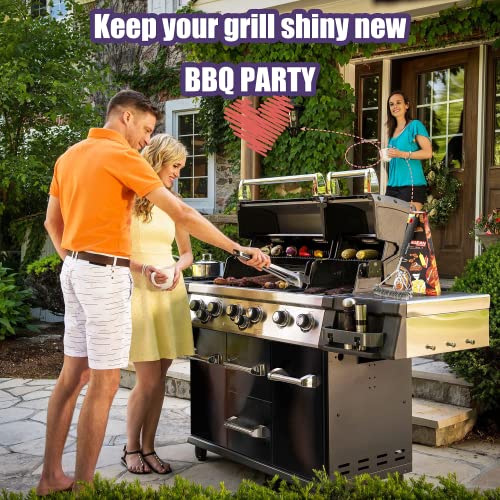 DALLEAN Grill Brush for Outdoor Grill Grill Cleaning Brush Grill Cleaner Grill Cleaning Tools Grill Cleaner Quick and Easy Scrubbing on All Grates 12 Inch Rubber Handle 3 Sided Grill Brush, N Red