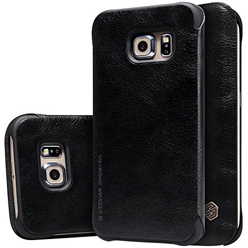 Capa Flip Nillkin QIN para Galaxy S6 Edge, [Couro PU][Fina e Leve][Proteção 360 graus], Samsung Galaxy S6 Edge (SM-G925) - Preta