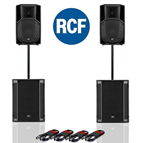 RCF Art 712-A MK4 Active DJ Disco PA Speaker (Pair) RCF Sub 705-AS II  (Pair) with Satellite Poles and Cables