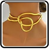 Wlahm Gold Plated Adjustable Choker Necklace for Women,Multifunctional High Polish Hinge Snake Chain Necklace Flexible Purpose Banquet Prom Jewelry Gifts