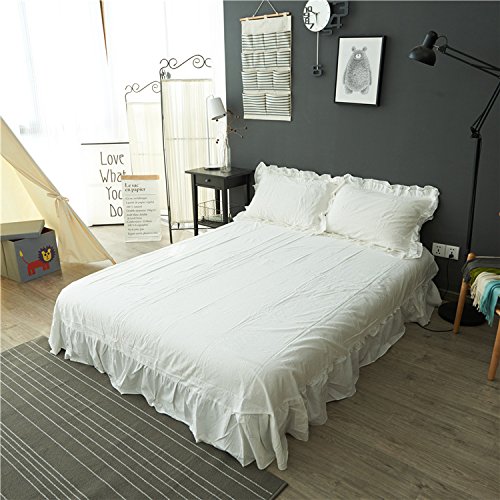 meaning4 White Pillow Cases Pillow Shams Covers Cotton with Hem Ruffle Standard or Twin Size Set of 2 20x26 inches