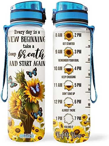 64HYDRO 32oz 1Liter Motivational Water Bottle with Time Marker ...