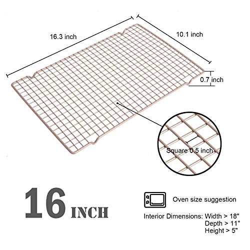 Ottsuls Professional Grade Stainless Steel Cooling and Roasting Wire Rack Fits Half Sheet Baking Pan for Cookies, Cakes Oven-Safe for Cooking, Smoking, Grilling, Drying (Size 10.1" x 16.3") - Thumbnail 5