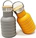 Collapsible Water Bottle with 2 Lids & Carabiner Clip – Reusable Travel Water Bottle w/ Folding Cup Feature - BPA Free Silicone and Lightweight for Travel & Outdoors (18 oz hydration pack)