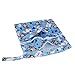OULII Cute Monkey Pattern Washable Reusable Waterproof Zippered Baby Cloth Diaper Nappy Bag Wet Dry Bag Tote with Soft Snap Handle (Blue)