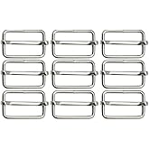 Onwon 50 Pieces Slide Buckle 1 Inch Metal Tri-Glide Slides Silvery Roller Pin Buckles Rectangle Adjustable Webbing Slider for Fasteners Strap Handbag Backpack Suspenders Belt DIY Accessories
