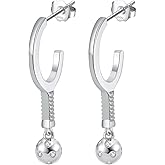 Picklebelle Pickleball Hoopla Drop Earrings for Women - 925 Sterling Silver Hoop Earrings Embellished With Cubic Zirconia | Birthday Gift for Her and Pickleball Players, Mother's day