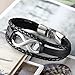 Flongo Men's Womens Vintage Black Leather Silver Infinity Love Forever Wrap Cuff Bracelet, 7.9 inch