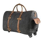 Kattee Rolling Duffle Bag with Wheels Canvas Travel Luggage Duffel Bag 50L