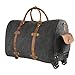 Kattee Rolling Duffle Bag with Wheels Canvas Travel Luggage Duffel Bag 50L (Dark Gray)