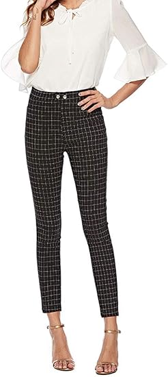 skinny high waisted plaid pants