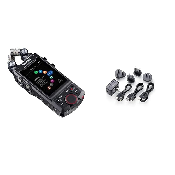 Tascam Portacapture X8 High Resolution Adaptive MultiTrack Recorder, Black & US Power Adapter