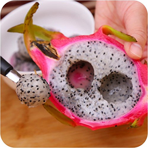 Ligntean Cook Sorbet Ice Cream Melon Scoop Double-end Fruit Spoon