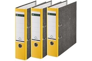 Leitz 180° A4 Board Lever Arch File 80mm Yellow - Pack of 3